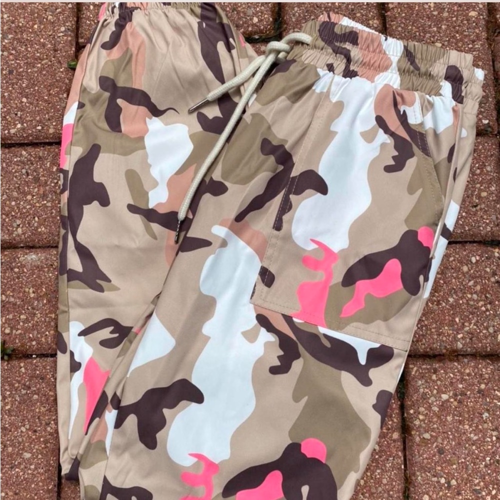 Camouflage Jogger Pants with Pink Accents
